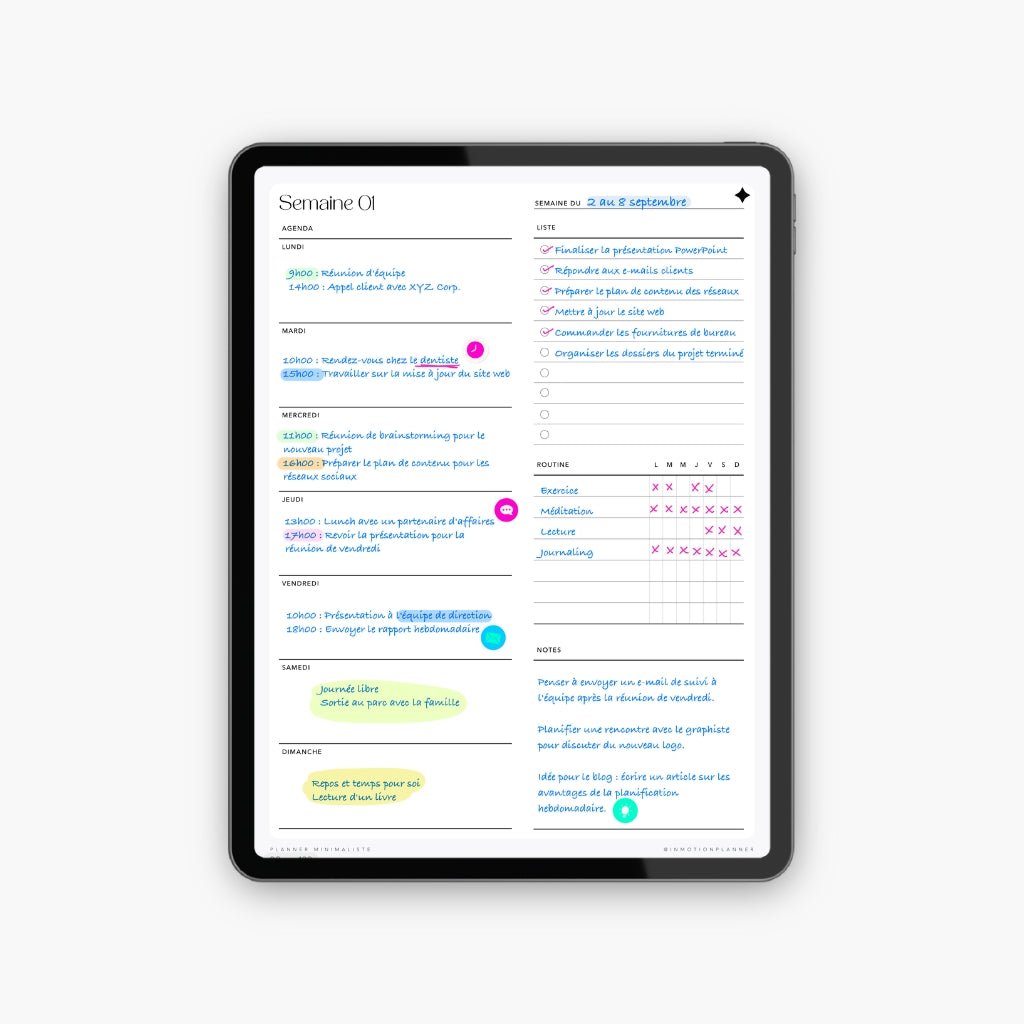 Planner Minimaliste non daté - 52 semaines - Image 2