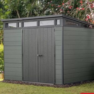 Keter 9x 7 Cortina Heavy Duty Plastic Pent Shed – Dark Green