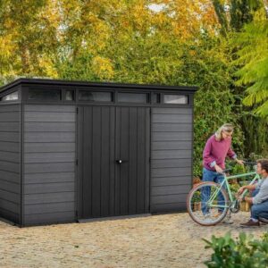 Keter 11x 7 Cortina Heavy Duty Plastic Pent Shed – Dark Grey