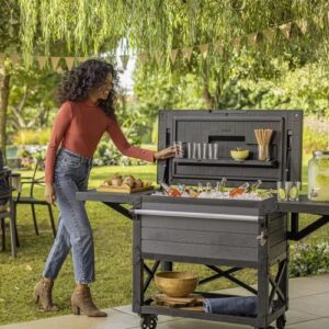 Keter 85 Litre Patio Cooler and Beverage Cart – Ashwood