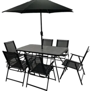 Bahama Matt Black Metal 6 Seater Dining set
