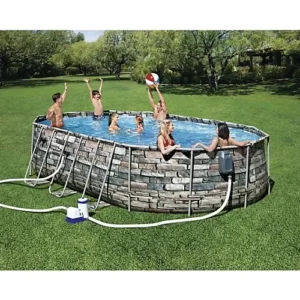Bestway Power Steel Comfort Jet Series 20ft x 12ft x 48in Oval Pool Set