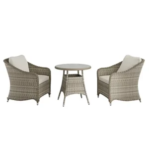 GoodHome Hamilton Cappuccino Rattan effect 2 seater Bistro set