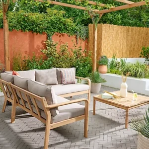 GoodHome Riveo Natural 5 Seater Modular corner Garden furniture set