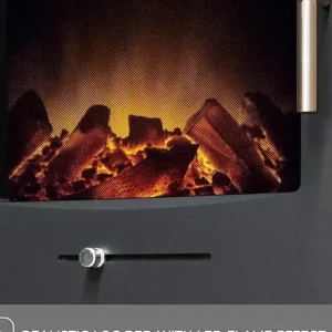 Adam Bergen XL Electric Stove in Charcoal Grey with Tall Angled Stove Pipe in Black