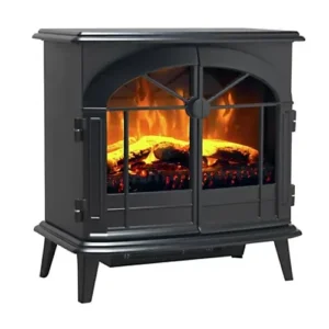 Dimplex Leckford Optiflame Electric Stove, Large Black Freestanding Electric Fire with LED Flame Effect, 2kW Adjustable Heater, Ar