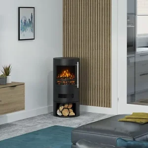Be Modern Orba 2kW Matt Black Electric Stove (H)850mm (W)410mm