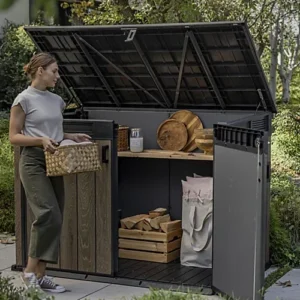 Keter Signature Decocoat Walnut 2020L Pent Garden storage 6×3 ft (H)1325mm (W)1905mm